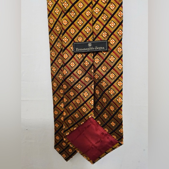 Ermenegildo Zegna Silk Tie Geometric Design (A153) - Picture 1 of 5